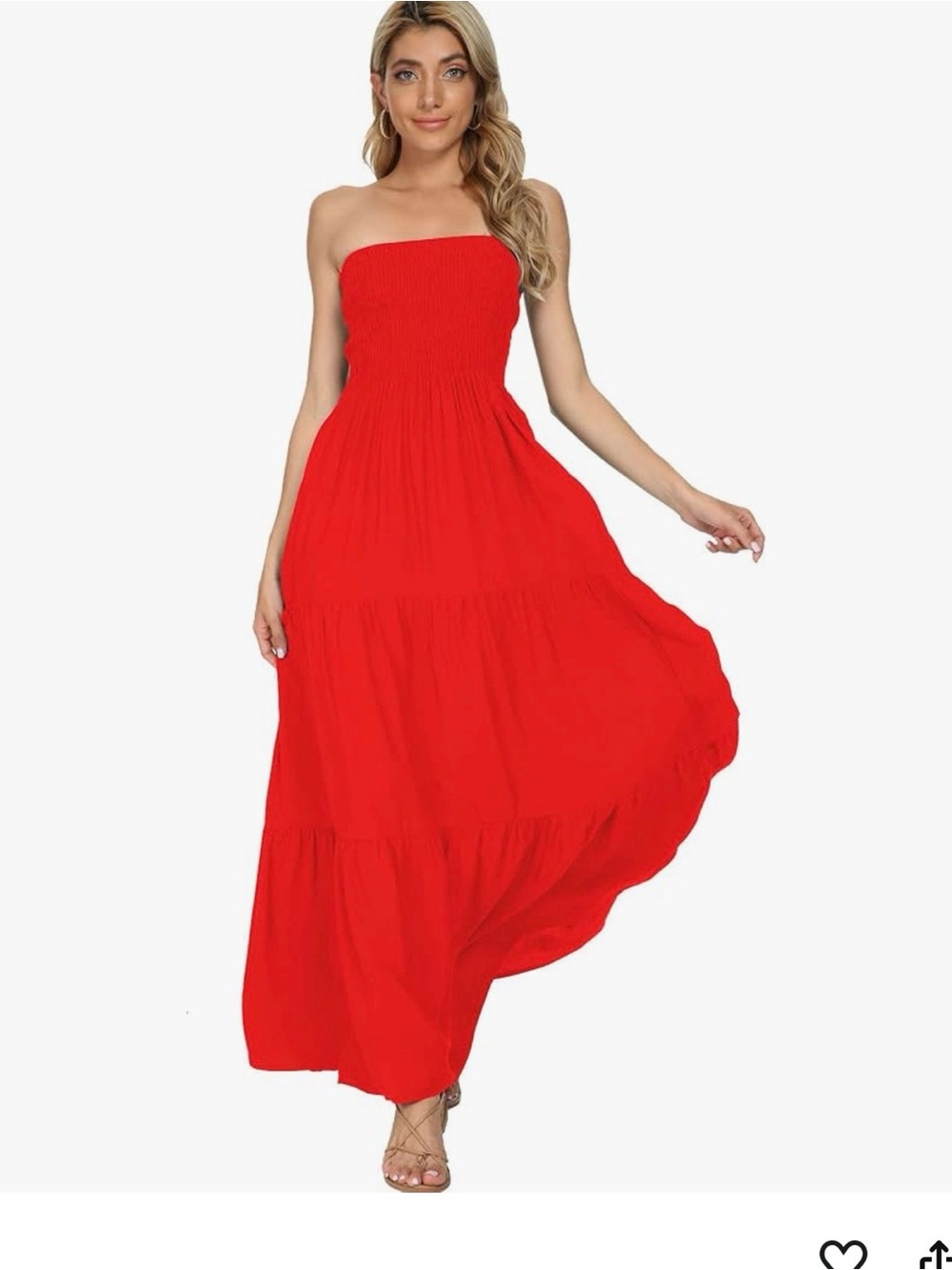 Strapless Red Smocked Maxi Dress - Classic Summer Style